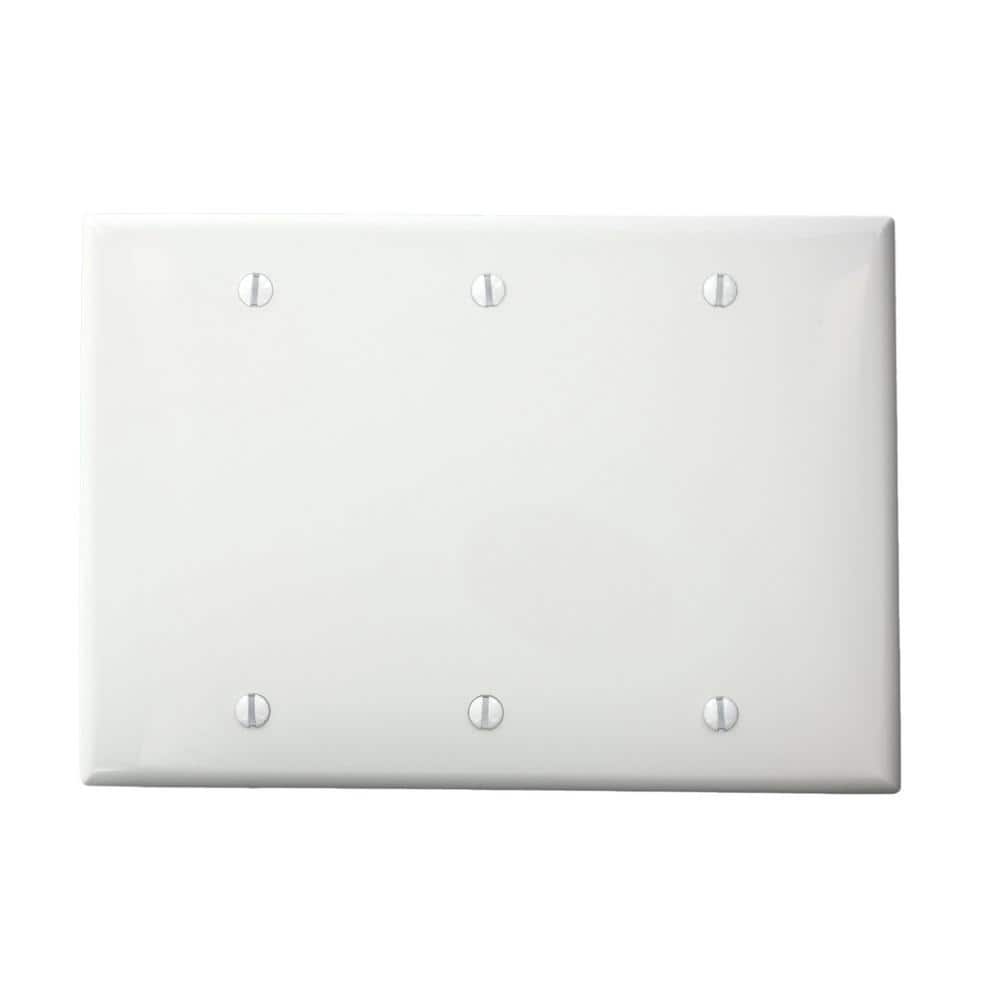 Leviton 3-Gang White Blank Plate Nylon Standard Wall Plate (1-Pack) 80735-W