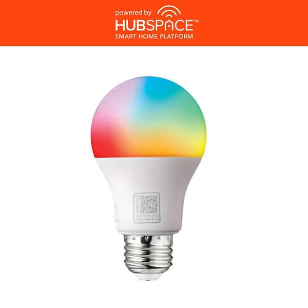 EcoSmart 60-Watt Equivalent Smart A19 E26 Base Color Changing CEC LED Light Bulb with Voice Control (1-Bulb) Powered by Hubspace