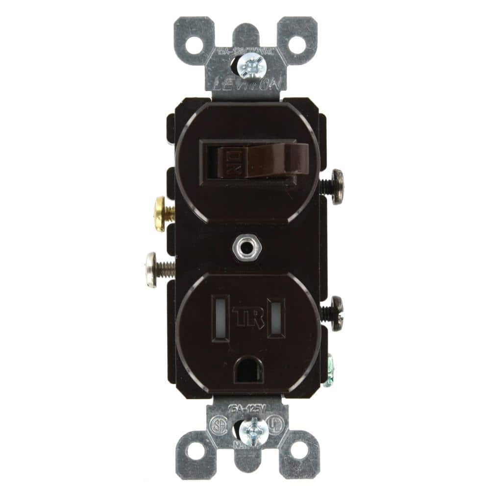 Leviton 15 Amp 125 V Combination Tamper Resistant Single Outlet/Receptacle and Toggle Switch, Brown (1-Pack) T5225