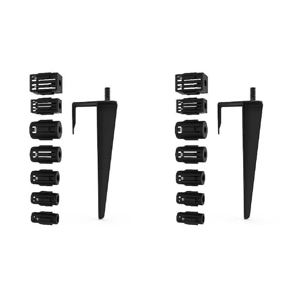 Hampton Bay Outdoor Solar Landscape Light Replacement Metal Black Ground Stake (2-Pack)
