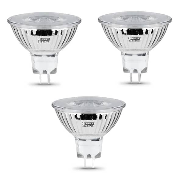 Feit Electric 35-Watt Equivalent MR16 GU5.3 Bi-Pin Dimmable 12-Volt Track Lighting 90+ CRI LED Flood Light Bulb, Bright White (3-Pack)