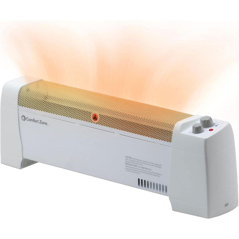 Comfort Zone 29 in. 1,500-Watt White Convection Baseboard Heater with Silent Operation