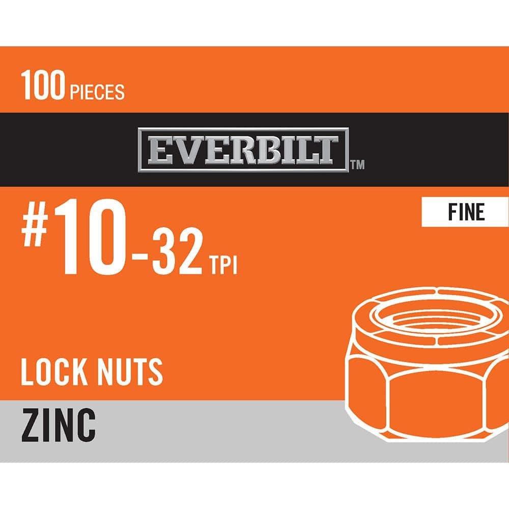 Everbilt #10-32 Zinc Plated Nylon Lock Nut (100-Pack)