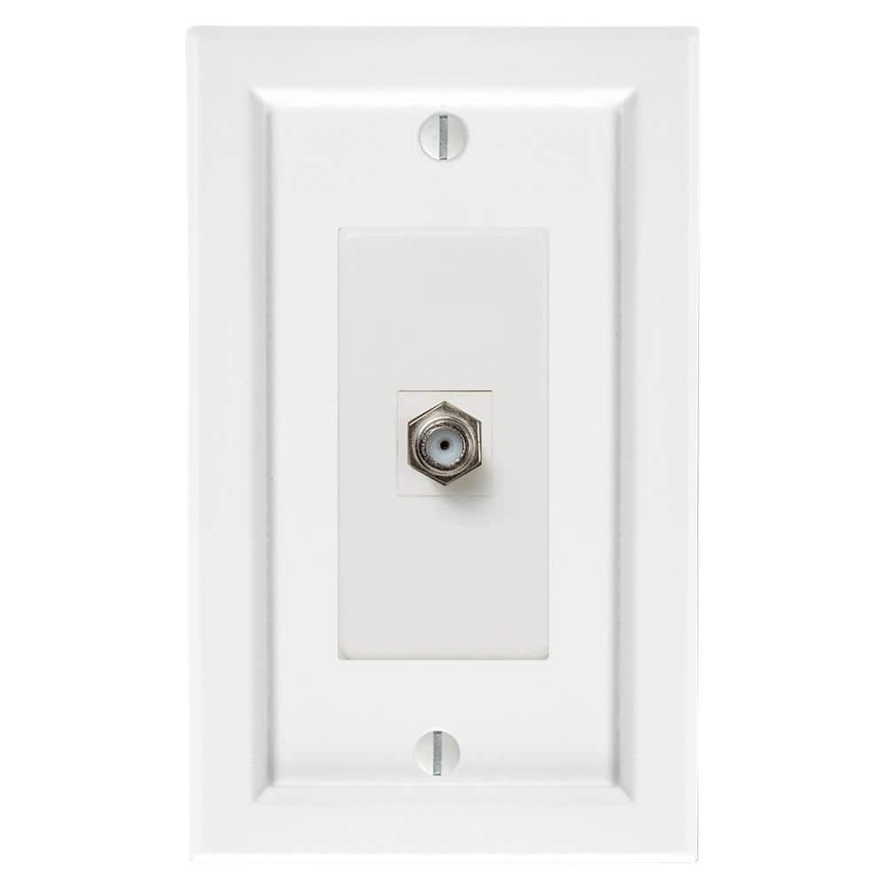 AMERELLE Shaker 1-Gang White Coaxial BMC Wood Wall Plate