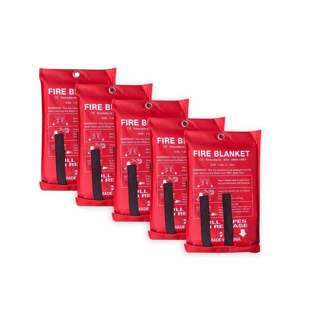 Ahfiwaso Fiberglass Emergency Survival Safety Fire Blanket Fireproof Heat Shield Insulation 5 Pack for Kitchen Car