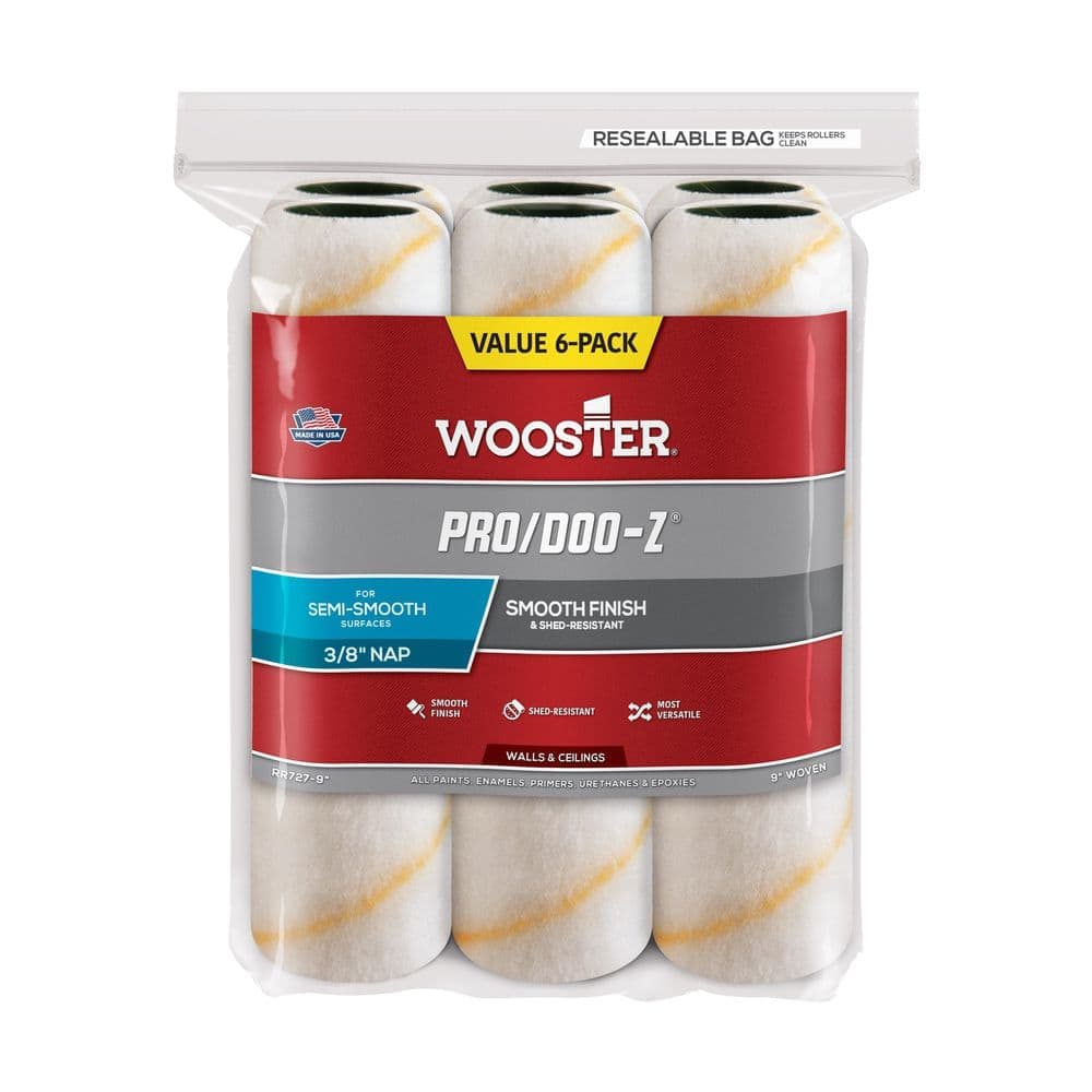 Wooster 9 in. x 3/8 in. Pro/Doo-Z High-Density Woven Roller Cover (6-Pack)