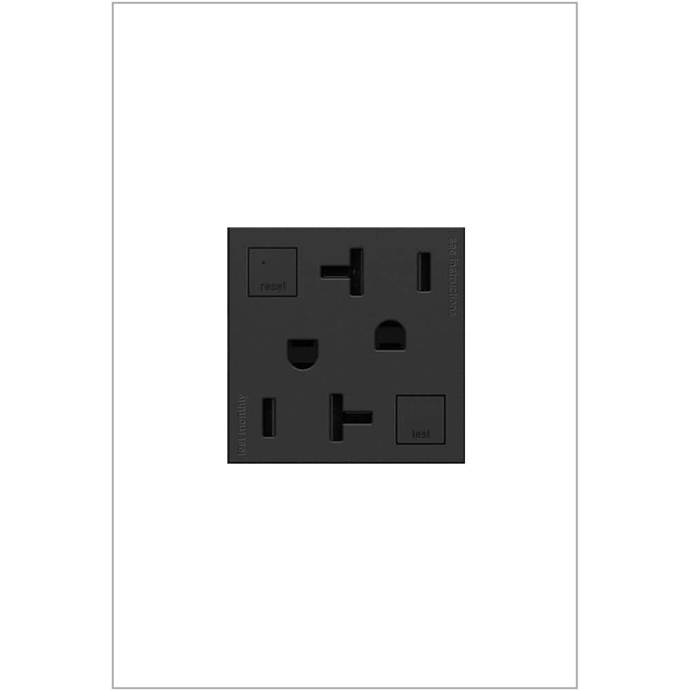 Legrand adorne 20 Amp 125-Volt Tamper-Resistant Self-Test Duplex GFCI Outlet, Graphite