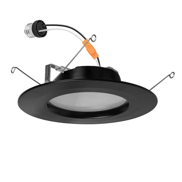 Commercial Electric 1-pack 5/6 in. Integrated LED Black Recessed Retrofit Light Trim with Selectable Color Temperature T20
