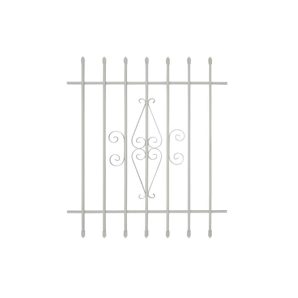 Grisham 36 in. x 42 in. Spear Point 7-Bar Security Bar Window Guard, White