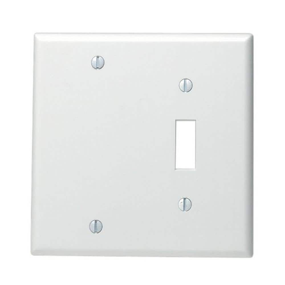 Leviton 2-Gang White 1-Toggle / 1-Blank Plastic Standard Wall Plate (1-Pack) 88006