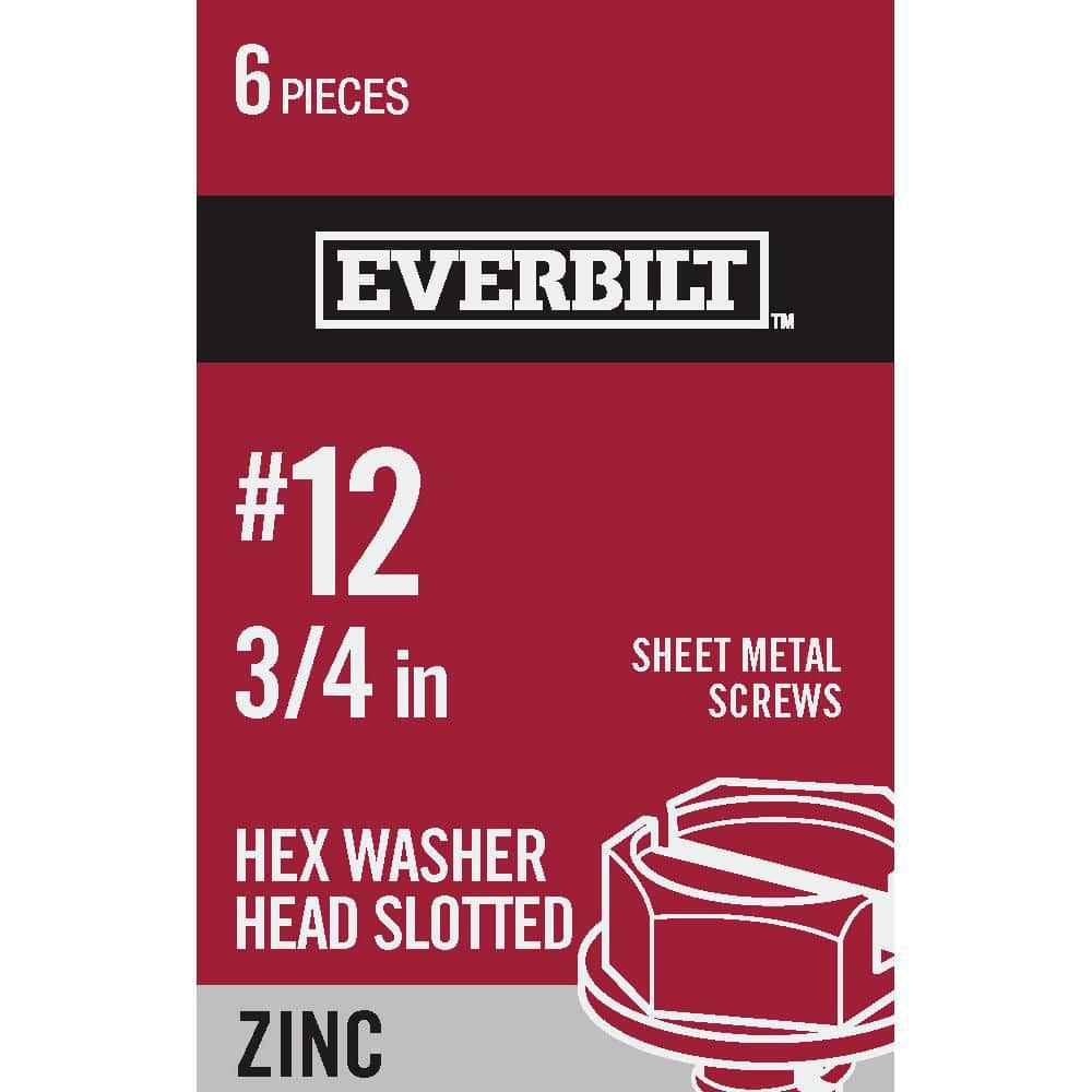 Everbilt #12 . Slotted Hex Head Zinc Plated Sheet Metal Screw