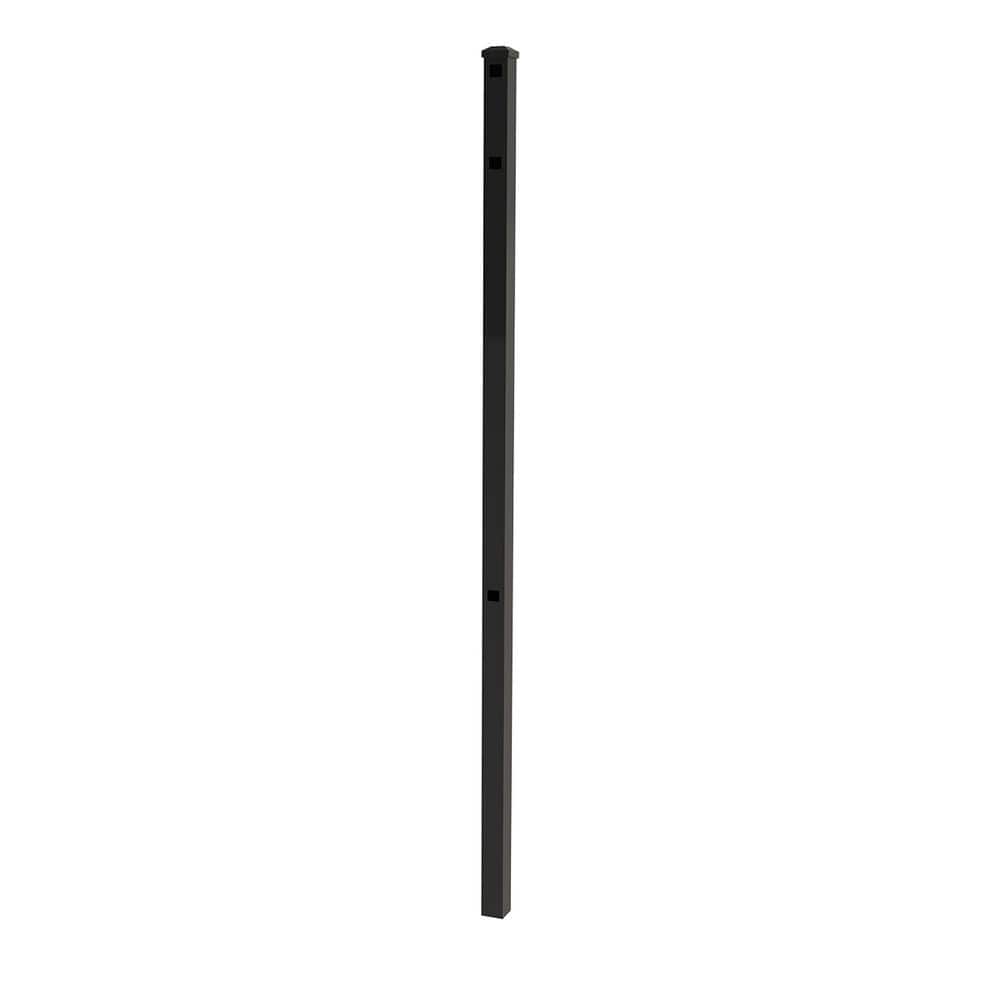 FORGERIGHT Vinings 2 in. x 2 in. x 6-1/2 ft. Black Aluminum Fence End/Gate Post with Flat Cap