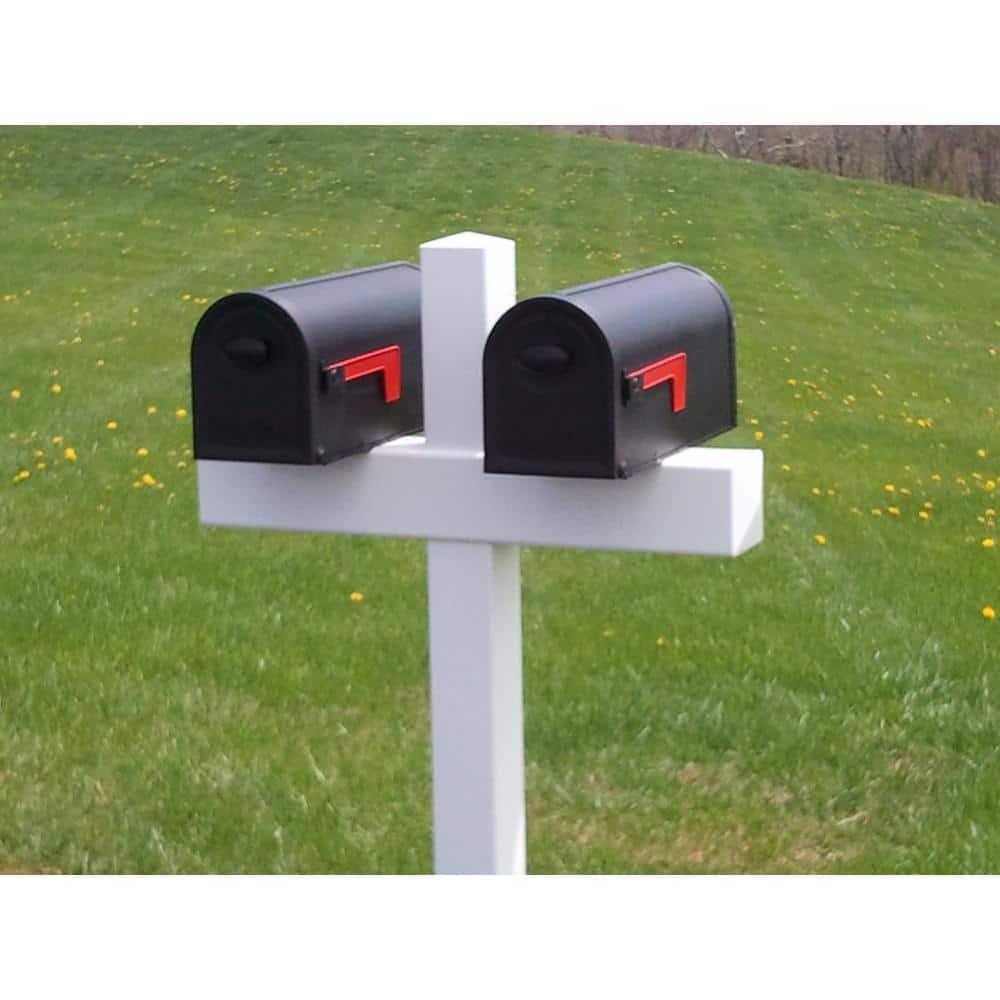 Handy Post 54 in. x 31 in. x 5 in. Vinyl Double Mailbox Post, White