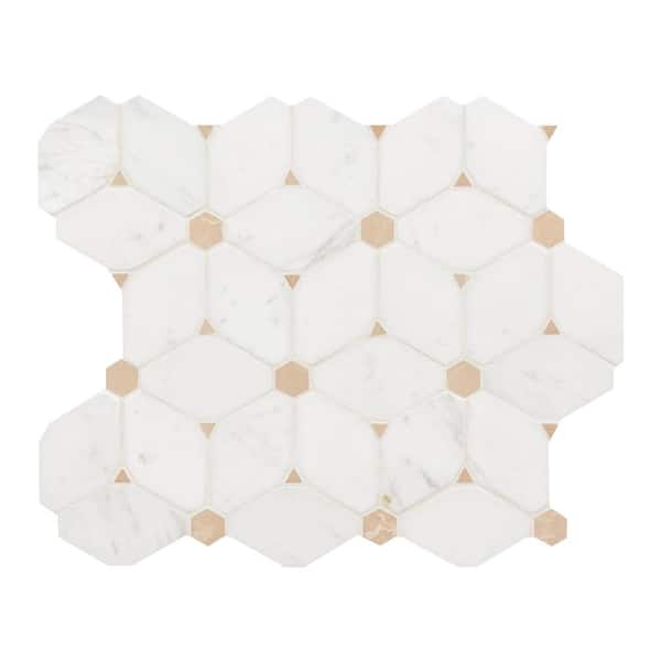 MSI Cecily Creme 11 in. x 13 in. x 0.38 in. Polished Marble Mesh-Mounted Mosaic Floor and Wall Tile (0.95 sq. ft./Each)