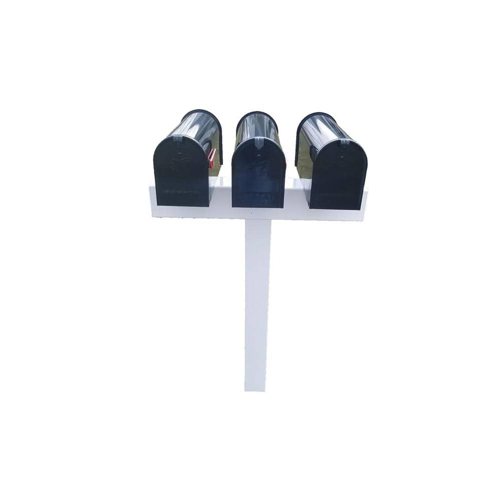 Handy Post Post for 3 Mailboxes 42 in. x 31 in. x 5 in. Vinyl Sleeve, White