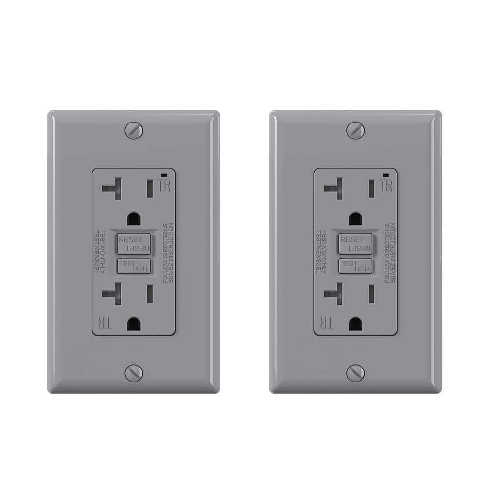 ELEGRP GFCI Outlet Self-Test, 125V Tamper Resistant Duplex wall outlet, with Glossy Wall Plate, UL Listed, PC