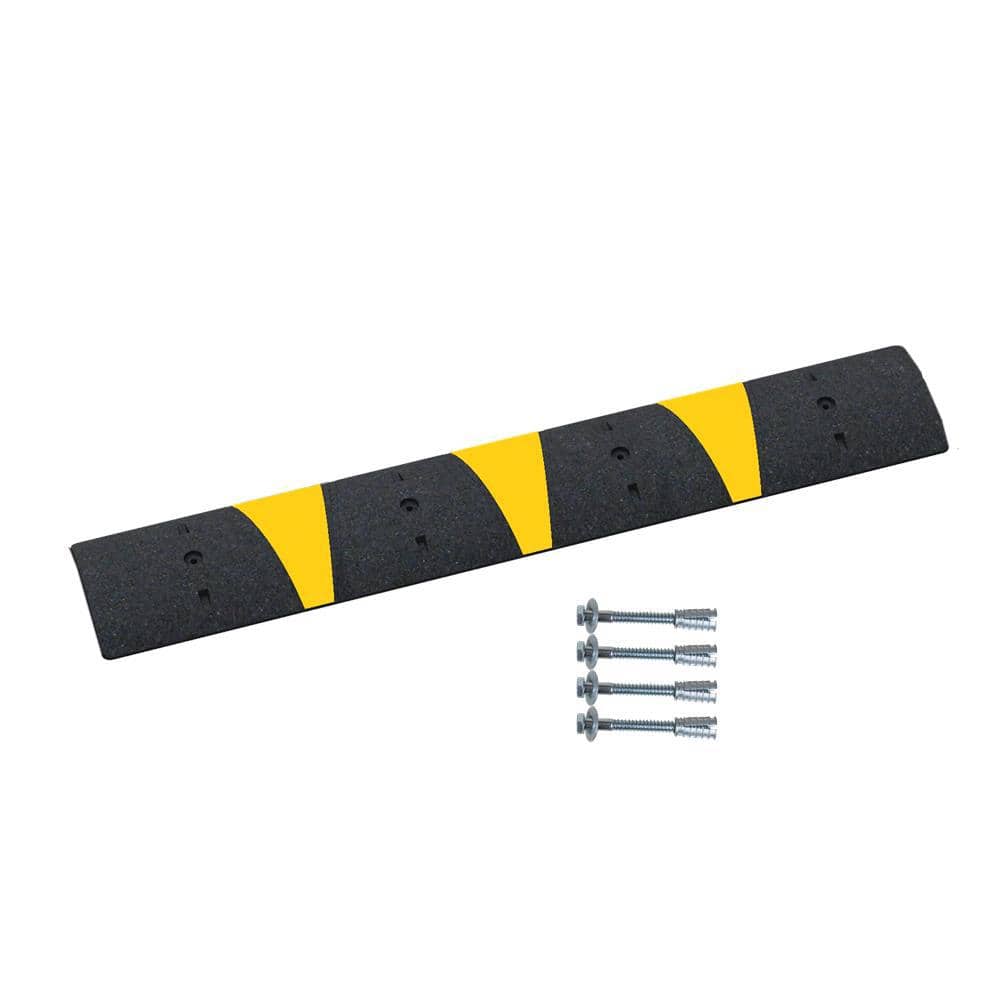 PLASTICADE 72 in. x 12 in. x 2.5 in. Speed Bump with Reflective Stripes, 6 ft. for Concrete