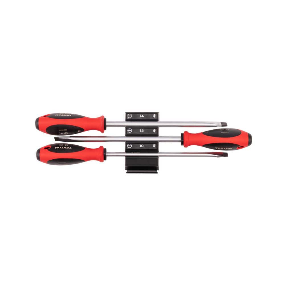TEKTON Slotted Screwdriver Set with Modular Organizers - 8 in. Shanks, 3-Piece (10-14 mm)