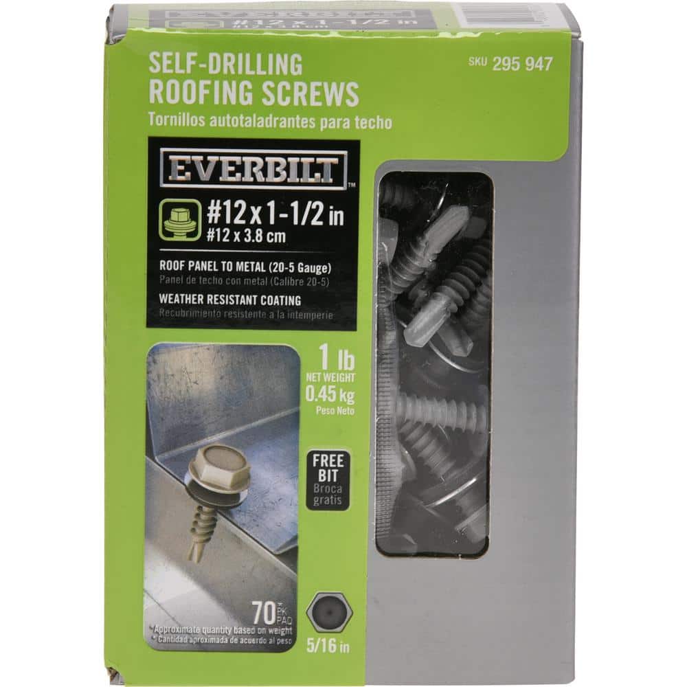 Everbilt 5-Pack #12 Flange Hex Head Hex Drive Self-Drilling Screw with Neoprene Washer (5 lb