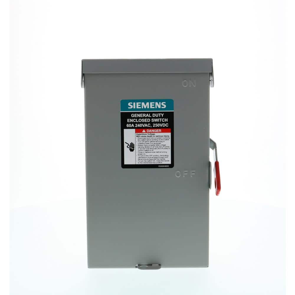 Siemens General Duty 60 Amp 2-Pole 3-Wire 240-Volt Fusible Indoor Safety Switch
