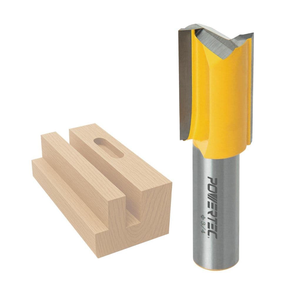 POWERTEC Carbide Straight Plunge Router Bit, 1/2 in. Shank, 3/4 in. Cutting Dia. with 1-1/4 in. Cutting Length