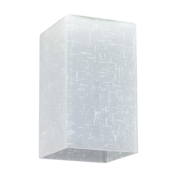PRIVATE BRAND UNBRANDED 6.8 in. White Linen Glass Rectangular Shaped Replacement Pendant Shade with 2.25 in. Lip Fitter