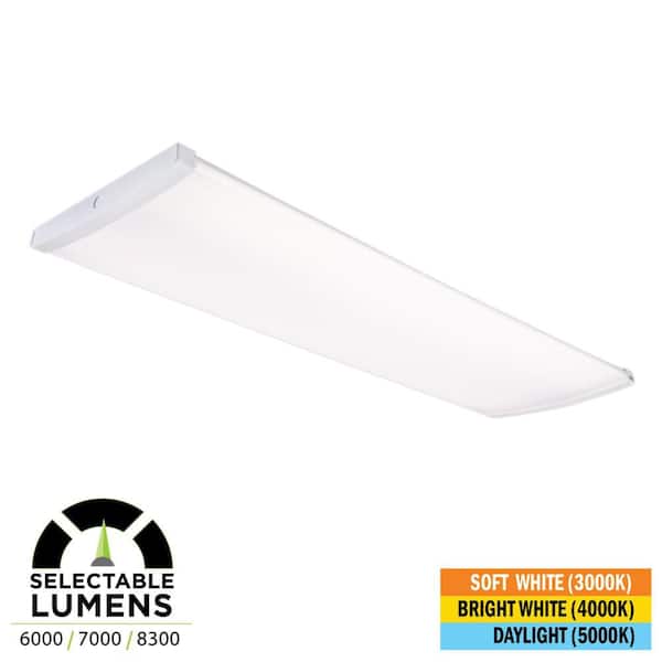 Commercial Electric 1-Pack 4 ft. x 15 in. 6000/7000/8300 Lumens Integrated LED White Commercial Wraparound Light, Selectable CCT, 120-277V