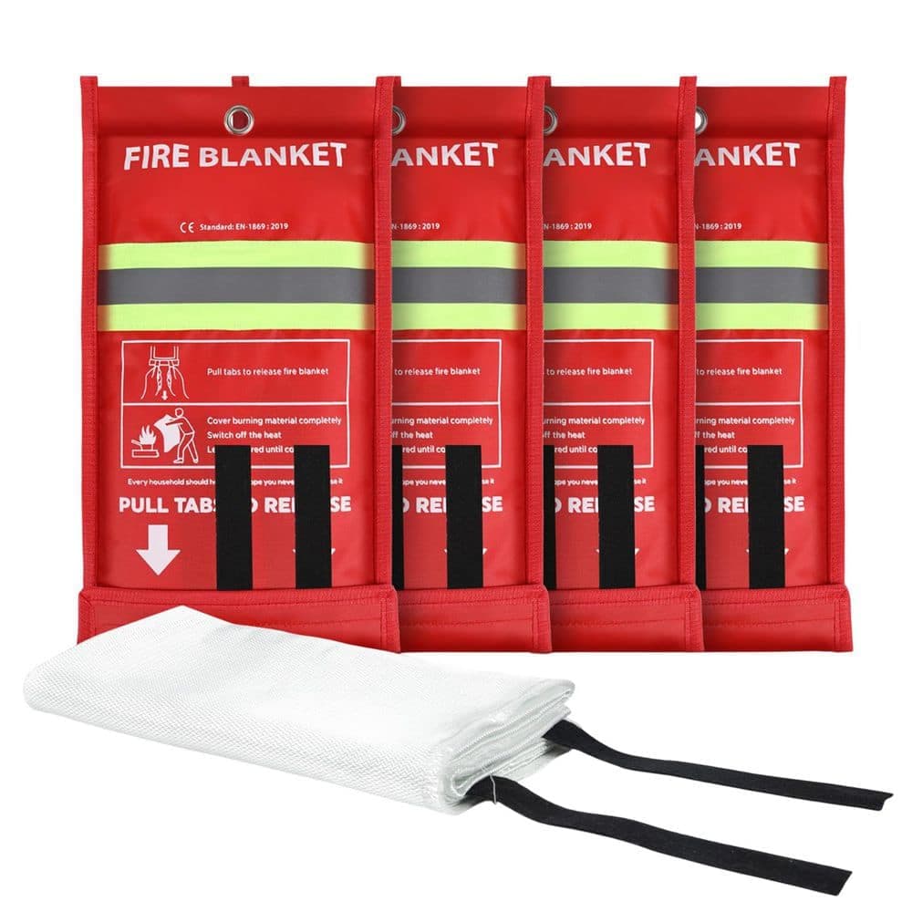 Ahfiwaso Fiberglass Emergency Survival Flame Retardant Fire Blanket Home Kitchen Office Car Grill 39x39 in. 4 Pack