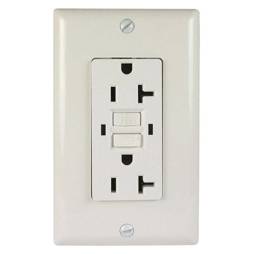 ASI 20 Amp 125-Volt GFCI Duplex Outlet Self-Test Wall Plate, White