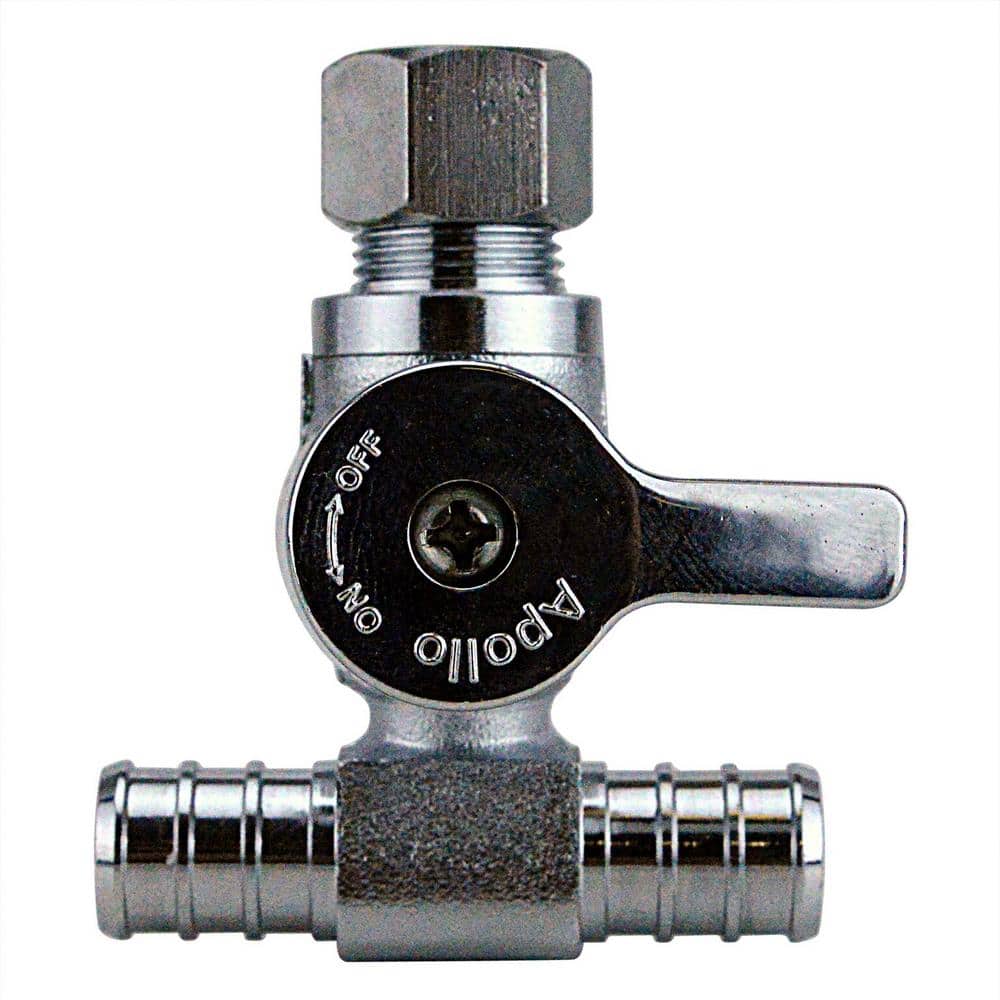 Apollo 1/2 in. Chrome-Plated Brass PEX-B Barb x 3/8 in. Compression Quarter-Turn Dishwasher Tee Valve