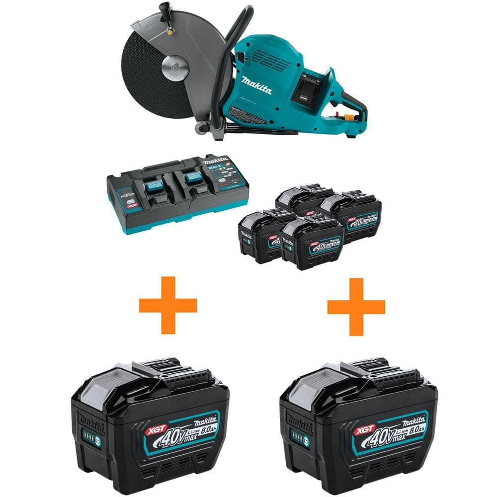 Makita 80V max (40V max X2) XGT Brushless Cordless 14 in. Power Cutter Kit with 4 Batteries (8.0Ah) w/ 2 8.0Ah Batteries
