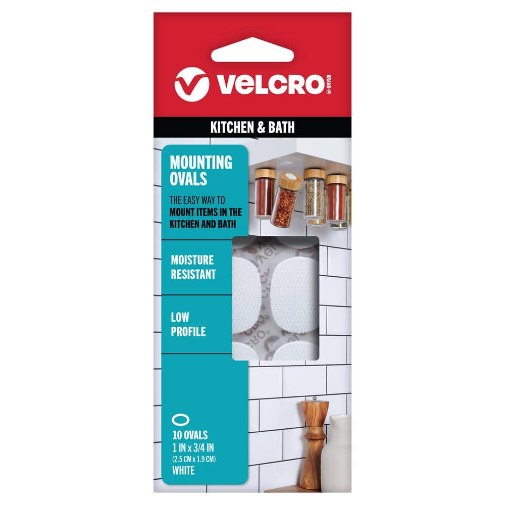 VELCRO 1 in. x 3/4 in. Industrial Strength Hook and Loop Low Profile Coin, White (10-Count)