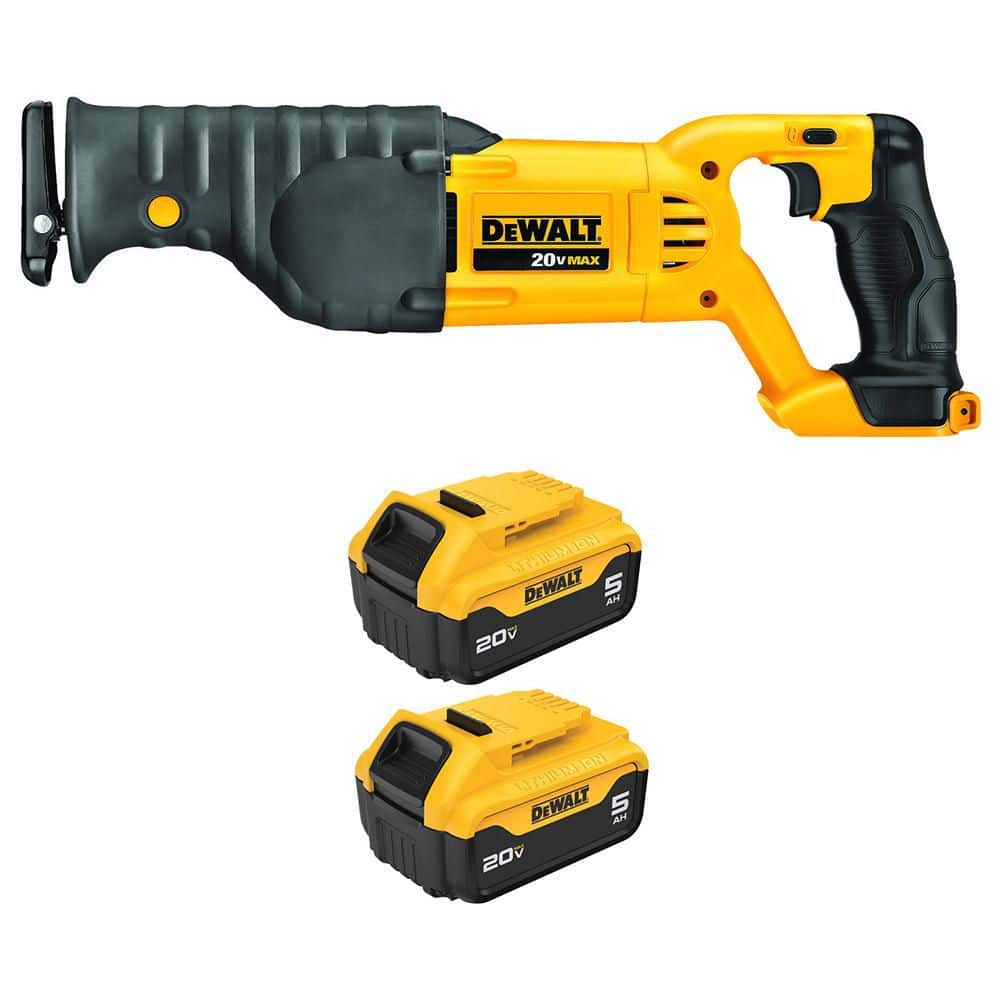 DEWALT 20-Volt MAX Lithium-Ion Cordless Reciprocating Saw with (2) 20-Volt MAX 5. 0Ah Battery Packs