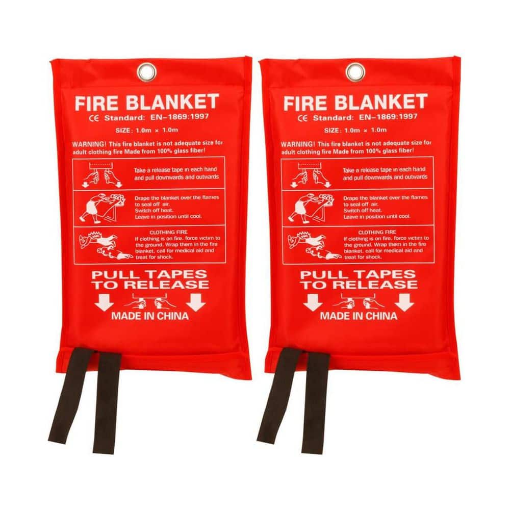 Ahfiwaso Fiberglass Emergency Fire Blanket Survival Safety Cover for Kitchen Home Car Office Warehouse 2 Pack