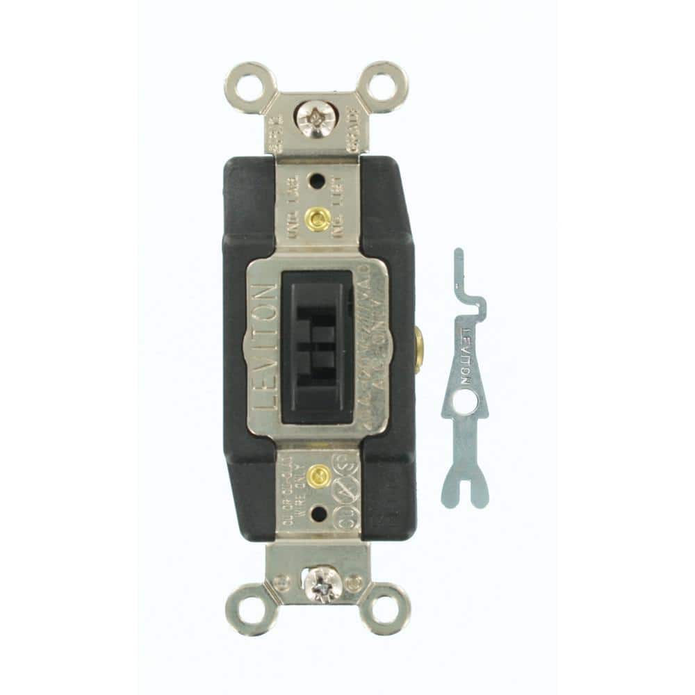 Leviton 20 Amp Industrial Grade Heavy Duty Single Pole Double-Throw Center-Off Maintained Contact Locking Switch, Brown