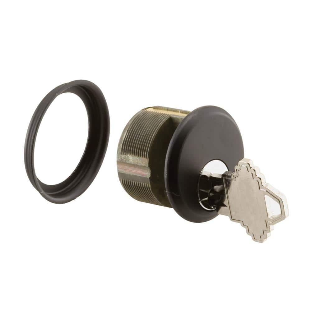 Prime-Line 1 in. L Heavy Duty Pressure Cast Zamac Bronze Finish Mortise Key Cylinder