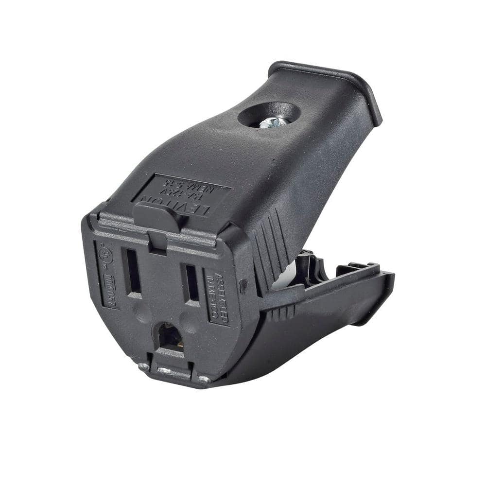 Leviton 15 Amp 125-Volt 2-Pole 3-Wire Grounding Cord Outlet, Black 3W102-E