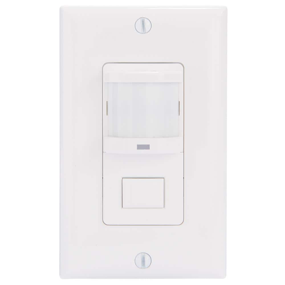 Intermatic IOS Series 500-Watt In-Wall PIR Vacancy and Occupancy Sensor Switch Decorator 150-Degree Coverage Pattern, White