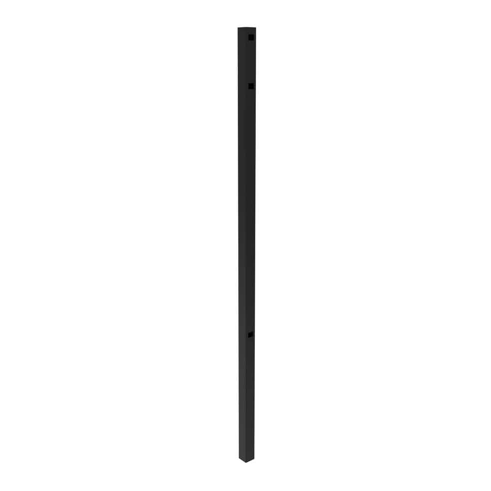 FORTRESS Athens 2-in x 2-in x 6.5-ft Gloss Black Aluminum Flat Top and Bottom Design End Post for Pool Application