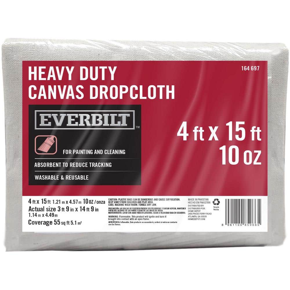 Everbilt 4 ft. x 15 ft. Heavy Duty Canvas Drop Cloth
