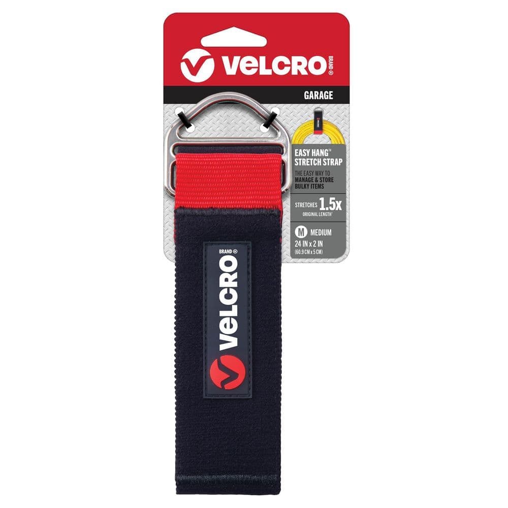 VELCRO 24 in. x 2 in. Stretch Storage Strap with Hook and Loop, Medium Black