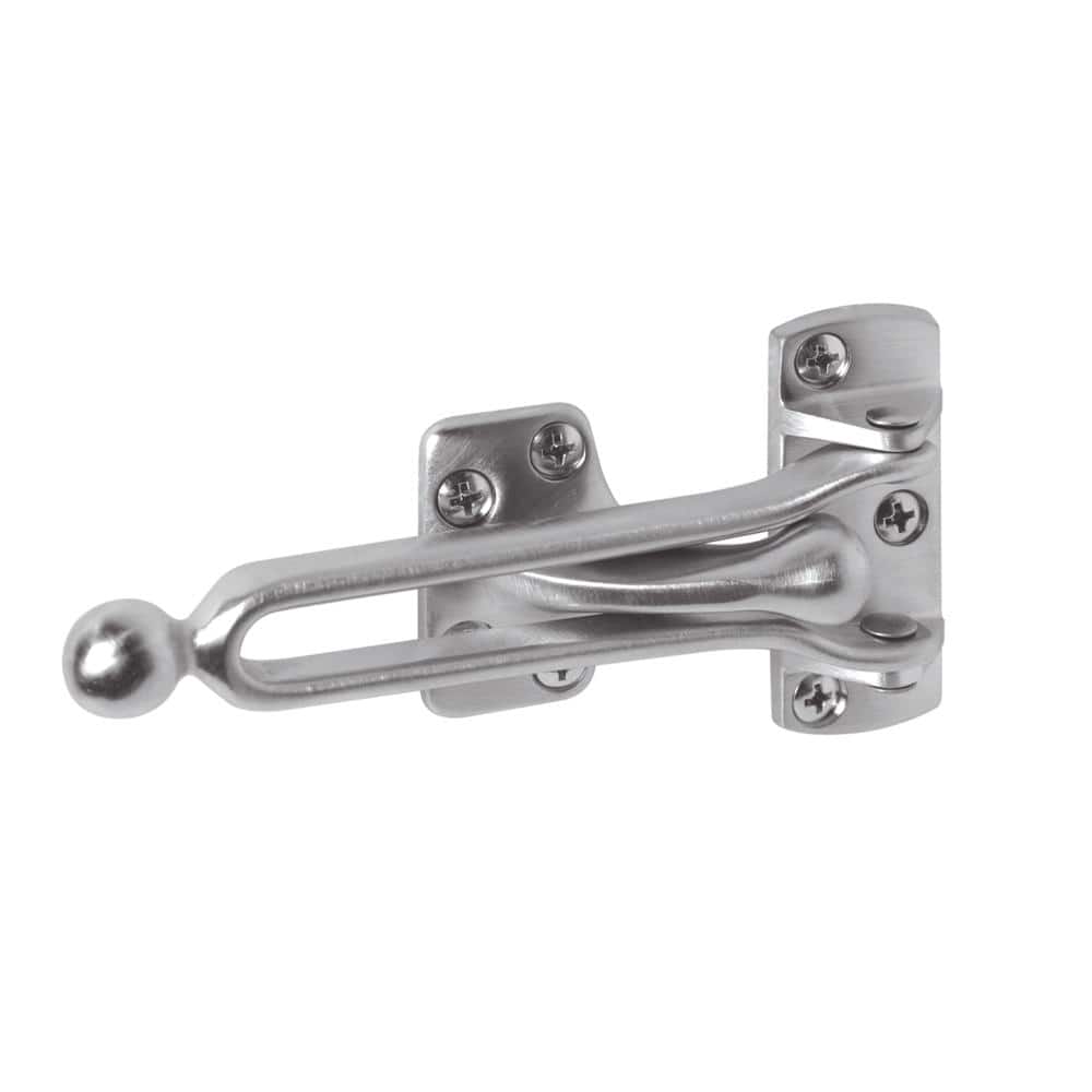 Prime-Line 4-7/8 in., Solid Brass, Satin Chrome Plated Swing Bar Door Guard with Ball